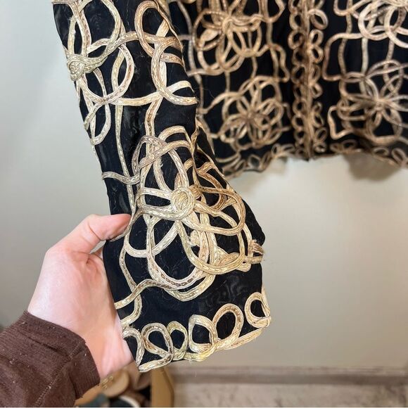 Laura Ashley Women’s Black Gold Sheer Jacket 1X - Picture 5 of 11
